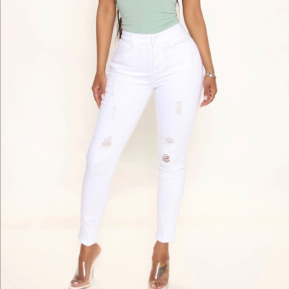White High Rise Booty Push Up Skinny Jeans